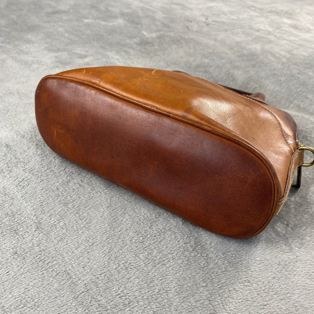 Vintage G.H. Bass Co Satchel Bag M Tan Leather Dome Style Patina Brass Hardware - Picture 5 of 12